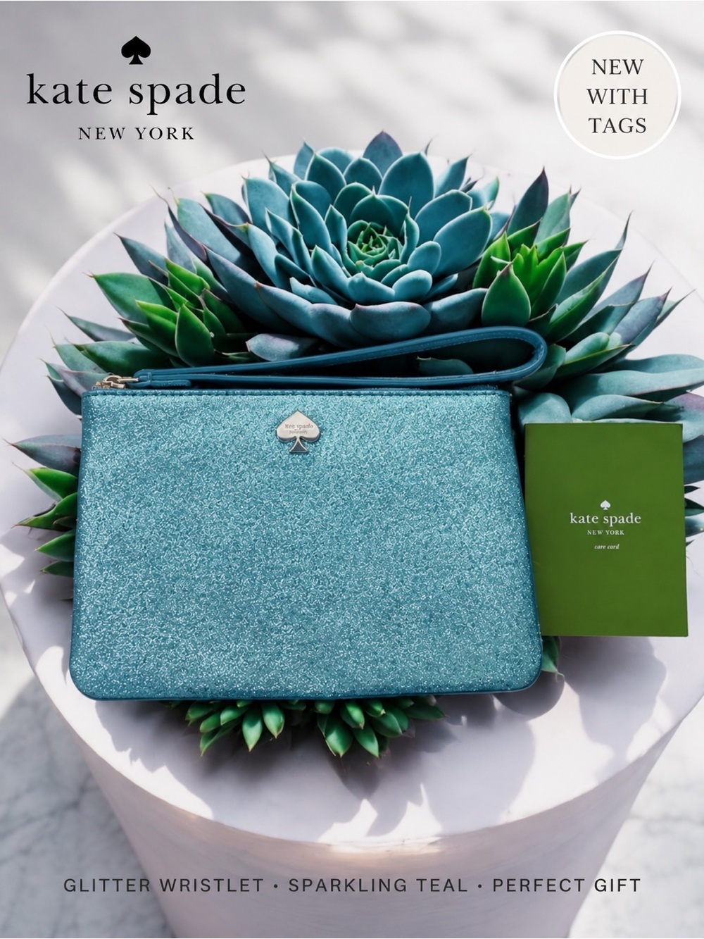 Kate Spade New York Glitter Lakes Edge Wristlet with‎ Silver Hardware